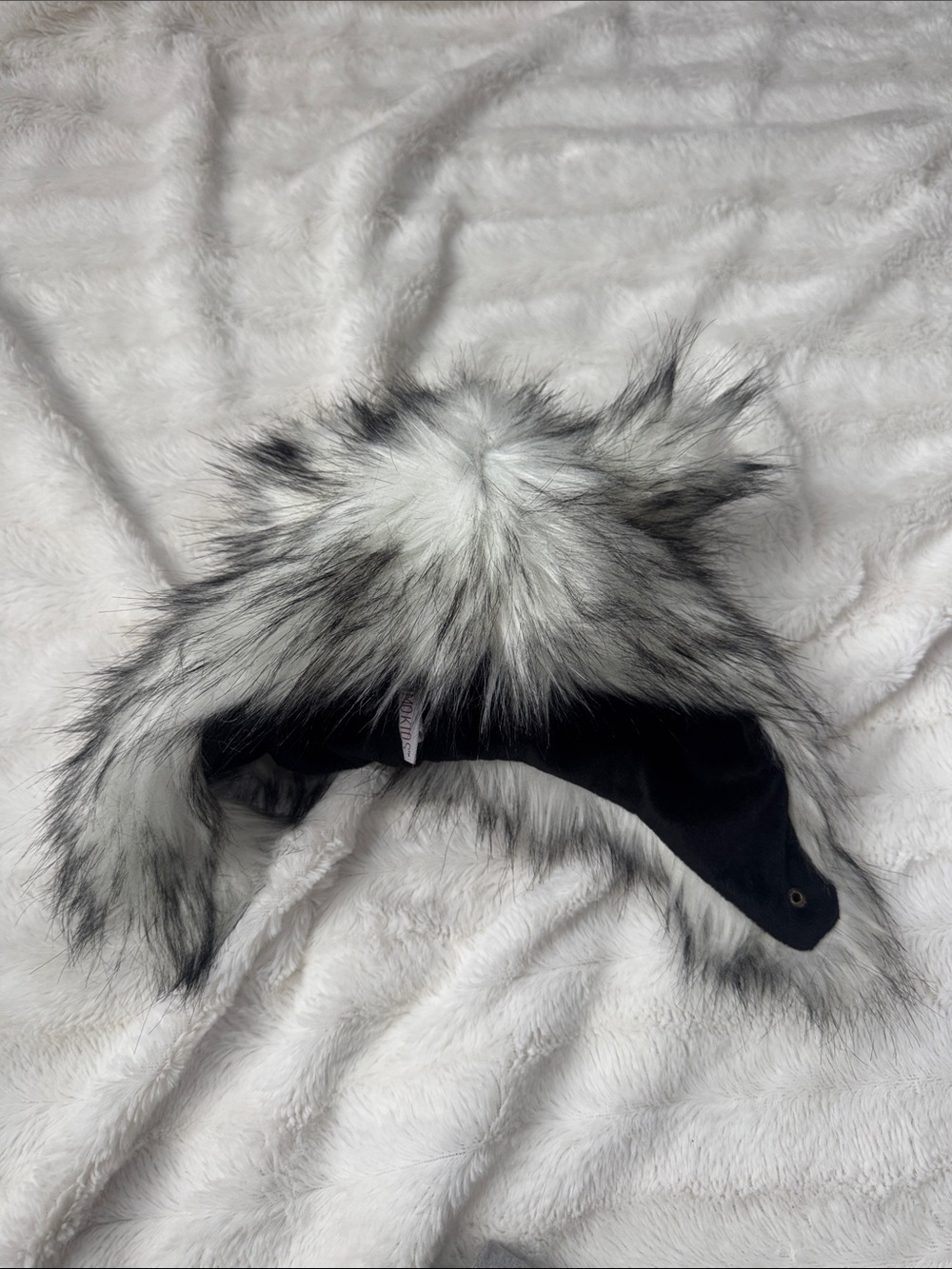Faux Fur Kids Hat in Black and White